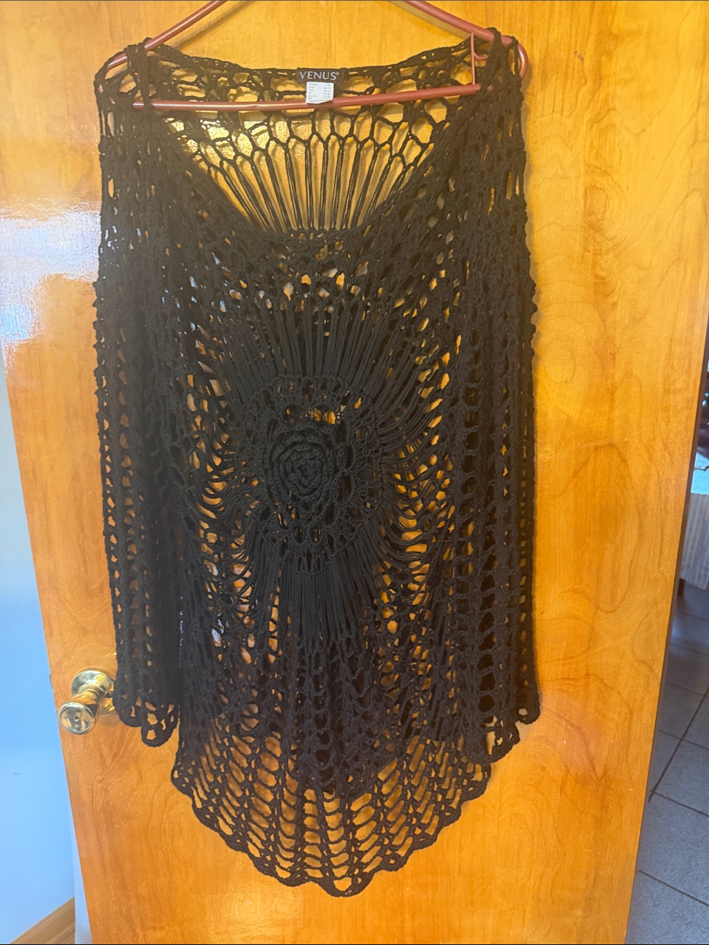 Venus Black Crochet Swim Coverup